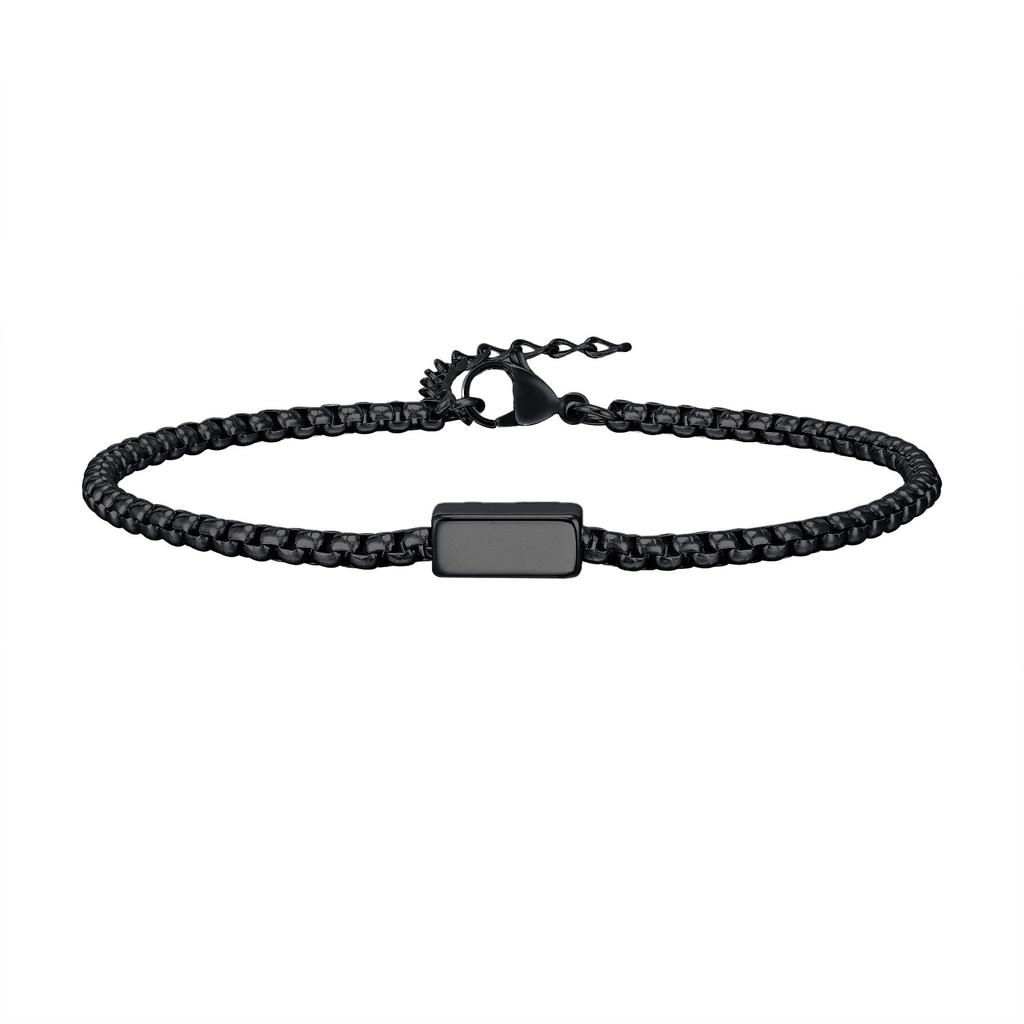 Gravierte Namens-Kettenarmbänder für Männer, Geometrische Quadratrohr-Armbänder aus Edelstahl, Personalisierte Familiennamens-Armbänder, Geschenk für Papa