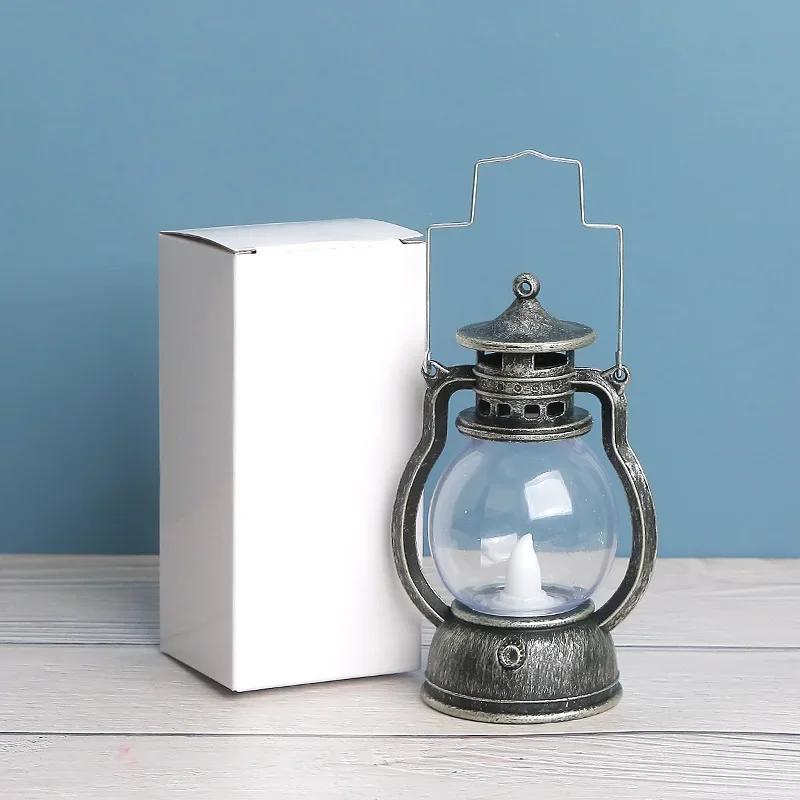 New Retro Portable Lantern Vintage LED Light Christmas Decoration Halloween Electronic Candlestick Bar Atmosphere Layout Light
