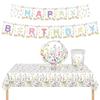 Banner Party Tableware Set Tablecloth Baby Shower Decor New Birthday Party Set  Outdoor Party