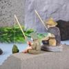 Fishing Old Man Resin Figure Statue Sitting Garden Aquarium Ornament Fisherman Scene Pool Micro-Landscape Bonsai Garden Craft