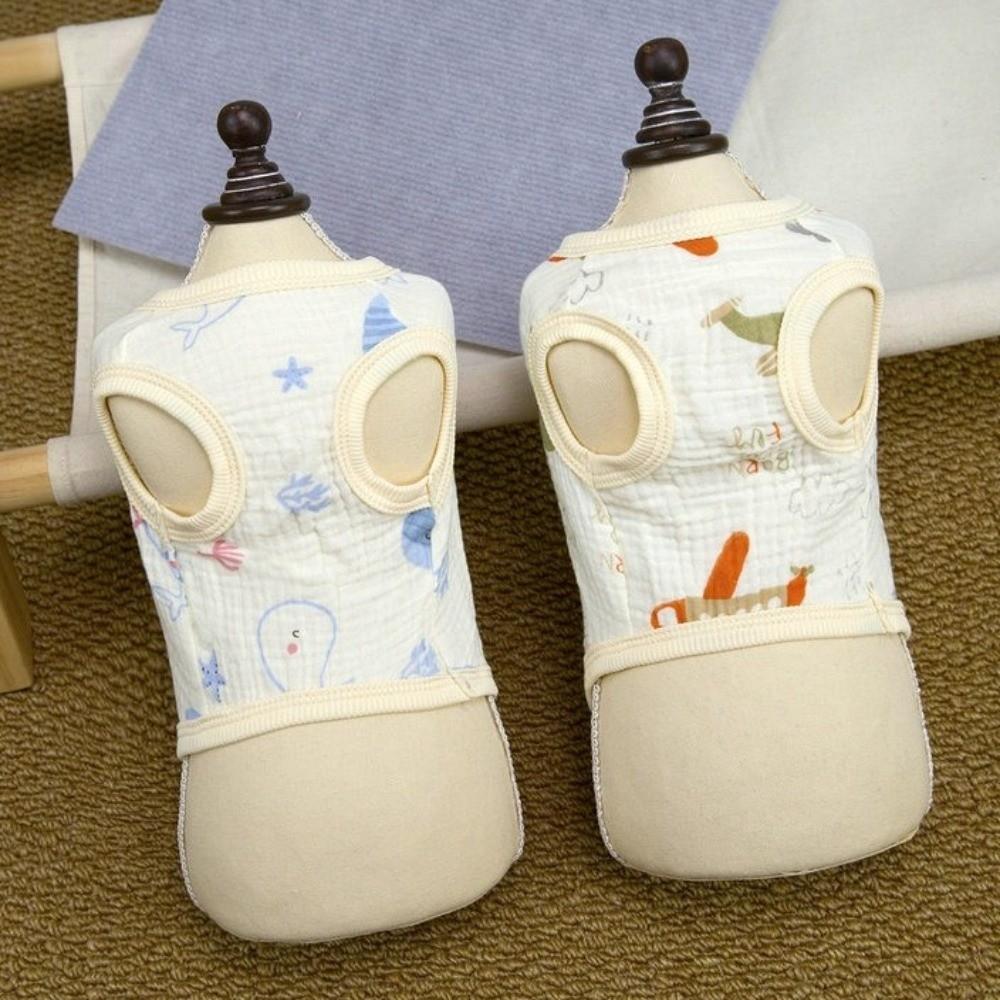 Breathable Dog Vest Cartoon Print Pet Sleeveless Pullover Puppy Short Shirt Indoor Wear
