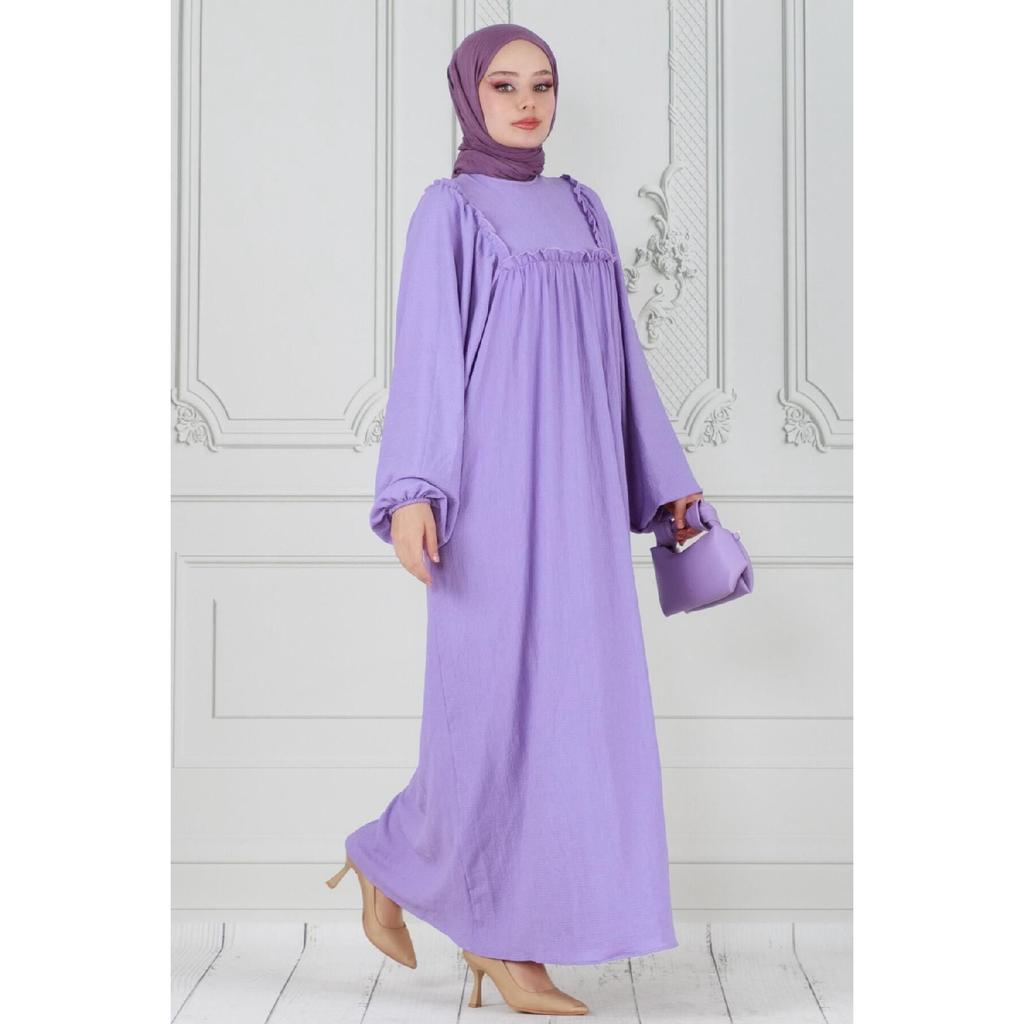 Ruffled Robe Wrap Dress-black