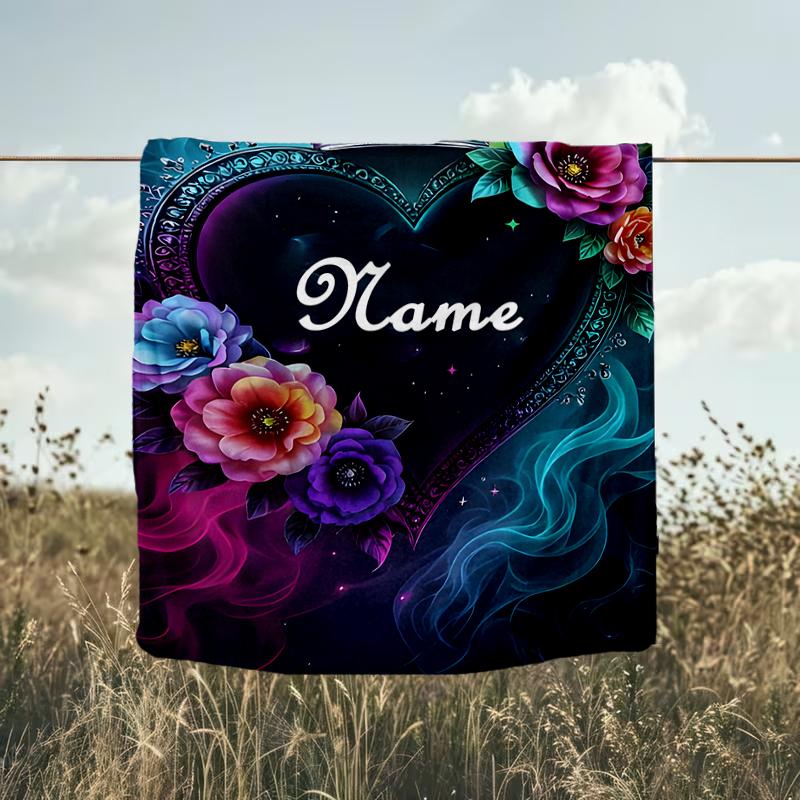 1PC Custom Name Royal Heart outdooor Flannel blankets Throw Blanket All-Season Throw Gift Bedspread for Couch, Bed, Camping Holiday Birthda