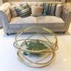 Iron coffee table fashion small apartment living room coffee table tempered glass round sofa side coffee table WF924430