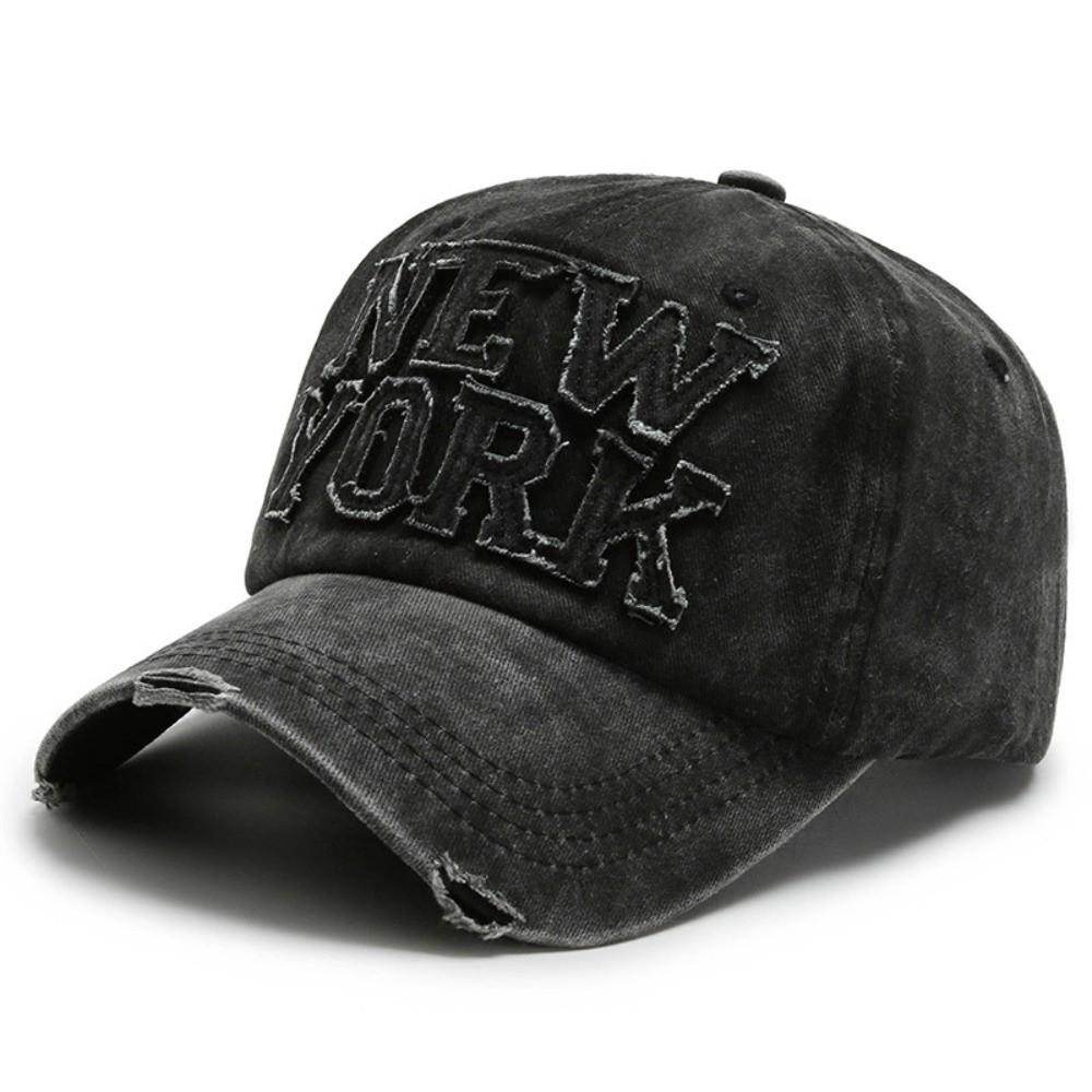 with Letter Patch Baseball Cap Curved Brim Sun Hat Casual Duckbill Hat  Outdoor чёрный