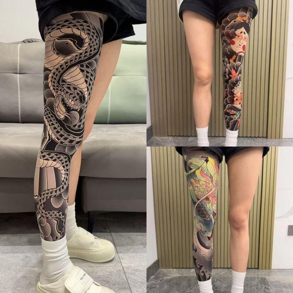 Printed Tights Fake Tattoo Socks Sun-proof Sexy Stockings New Fishing Elastic Socks  Unisex