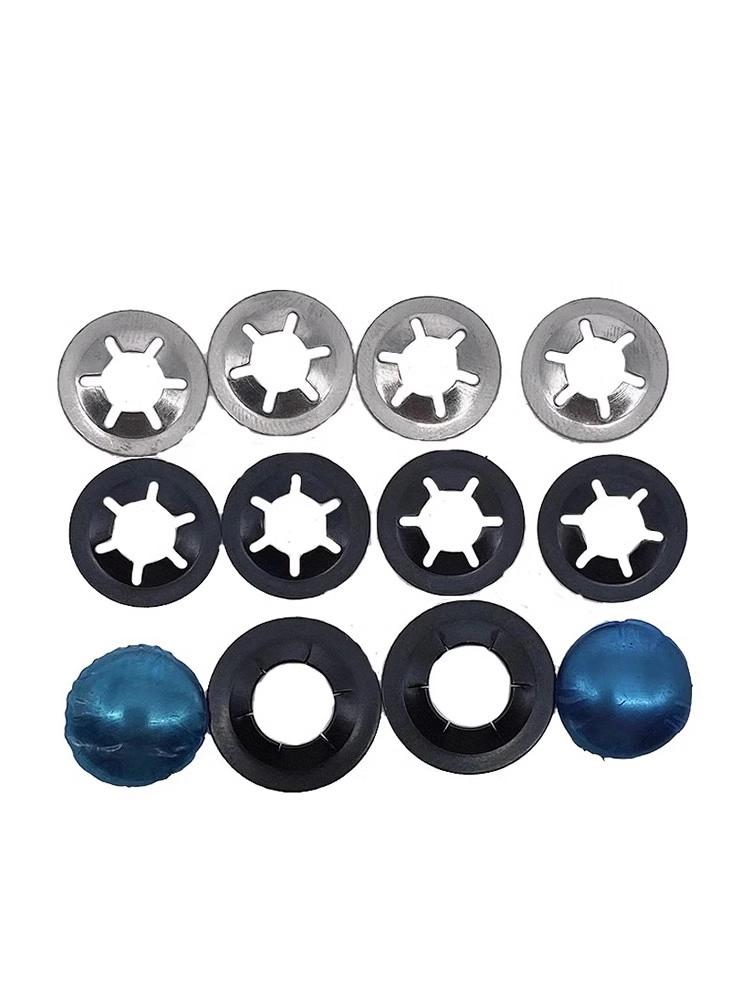 Plum Blossom Shaft Retaining Ring - 65 Manganese Steel & 304 Stainless Steel, Blackened, M3-M12 Clamp