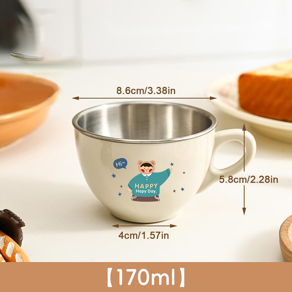WORTHBUY 170ML Mini Water Cup Tumbler For Kids Students Removable 304 Stainless Steel Double Layer Milk Coffee Mug With Handle