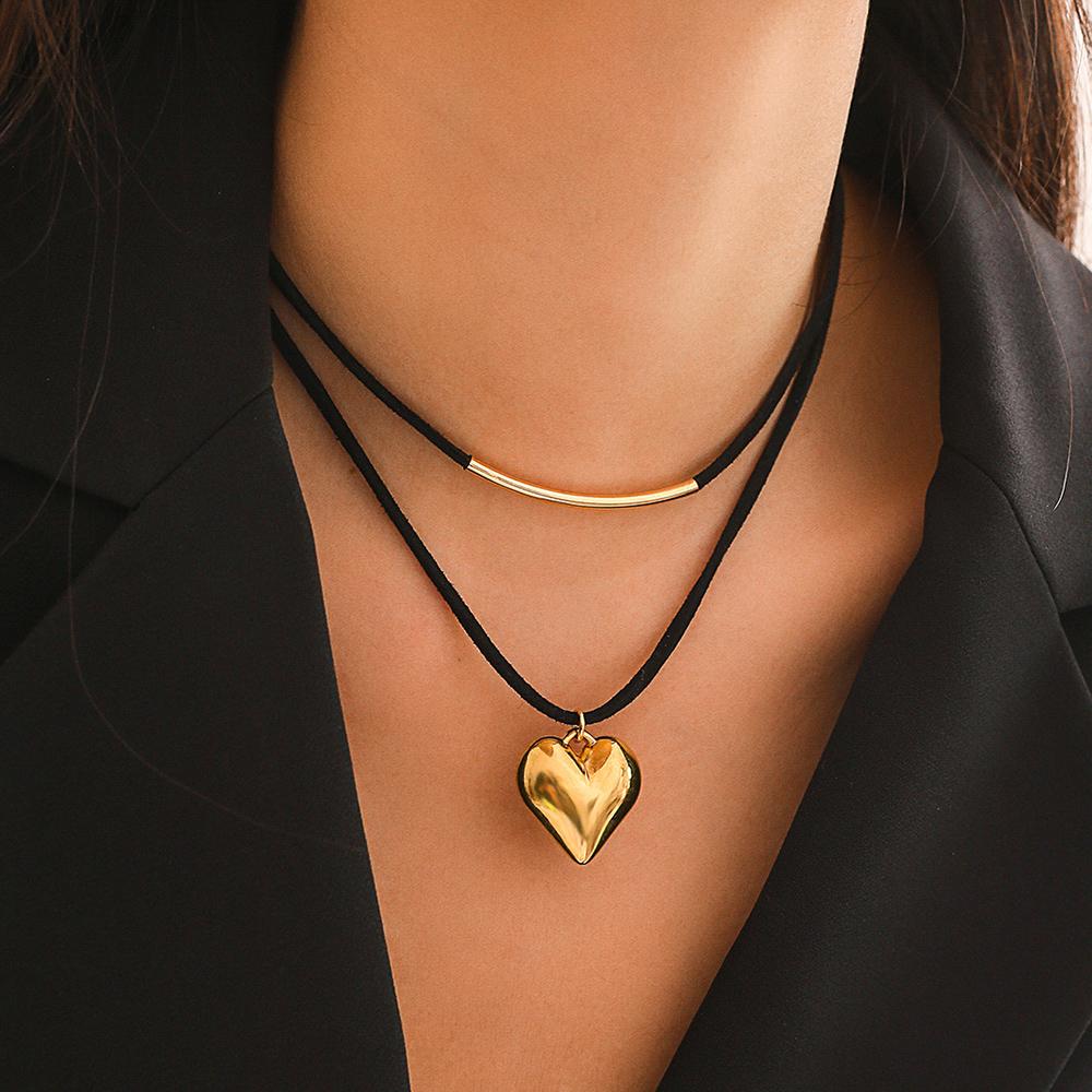 Bohemian Multilayer Handmade Beads Chain Fashion Necklaces Oil Heart Cross Pendant Jewelry For Women Accessories X0189