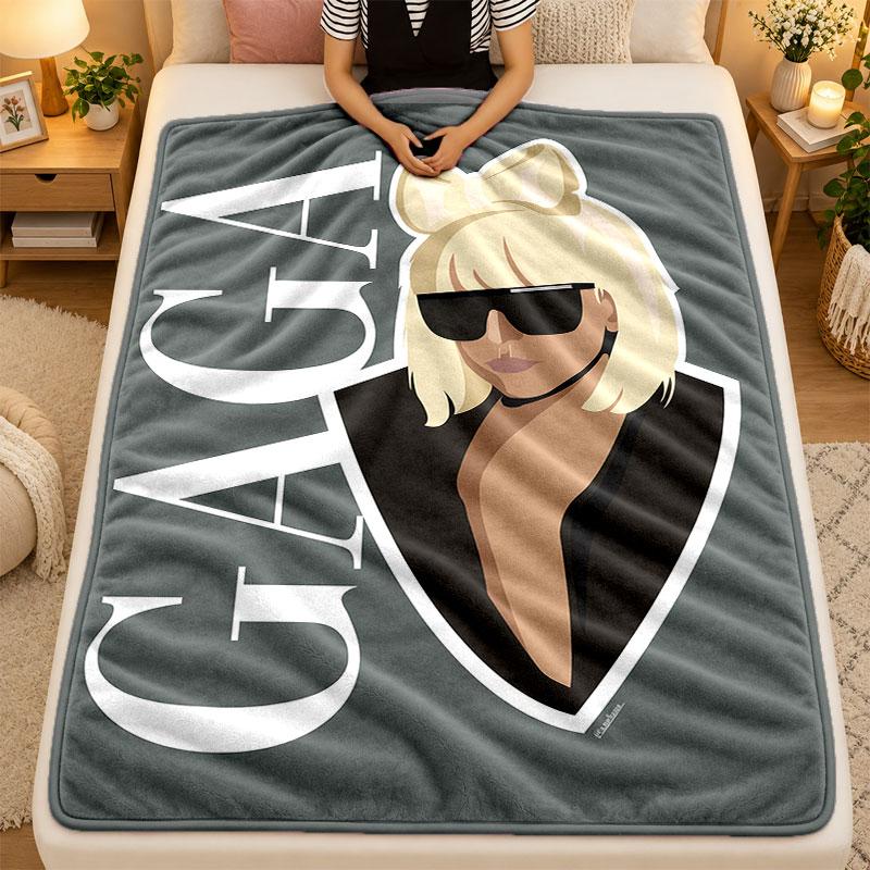 Flannel BlanketLady Gaga Warm Soft Throw Blanket for Indoor Sofa Bed Living Room Use
