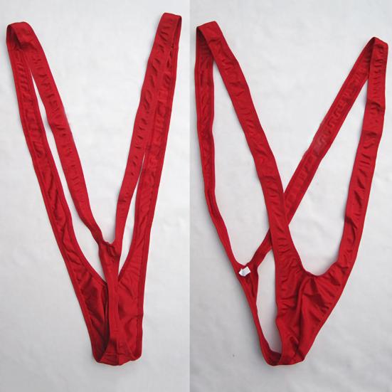 Mankini Solid Color/Leopard Print Stretchy Sexy Men Solid Color Sling Swimsuit for Summer