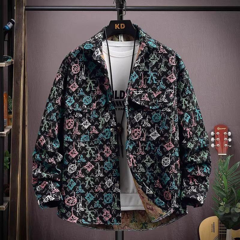 Men's Plus Size Retro Floral Long Sleeve Lightweight Jacket