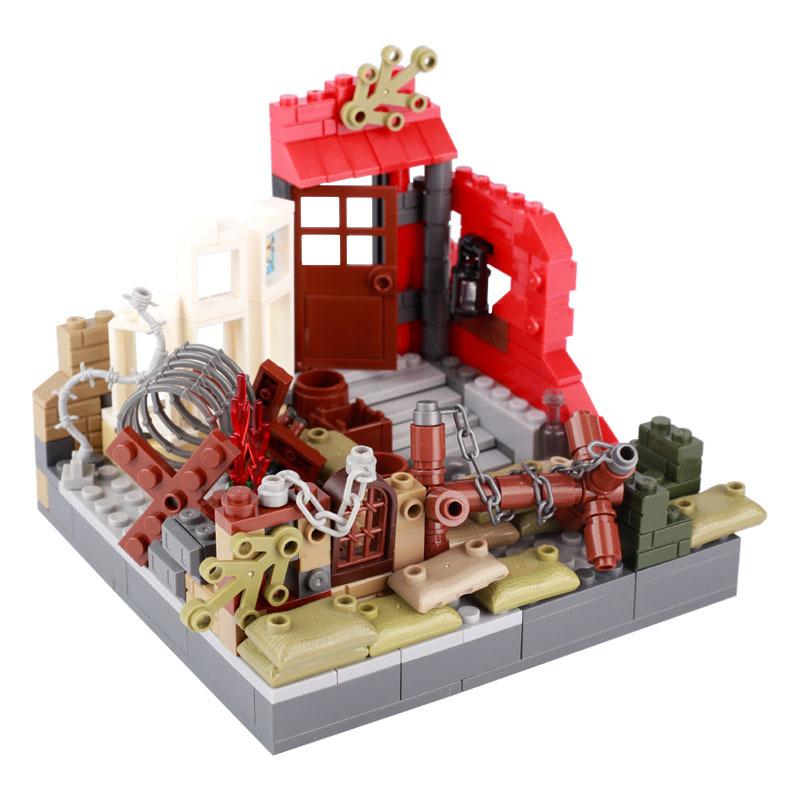 Toys Model Military Accessories Model WW2 Building Blocks Battlefield Blockhouse Sentry Tower Command Post Bunker Gift