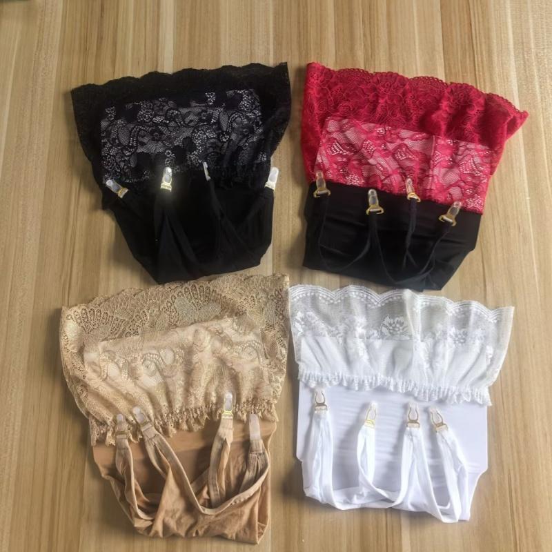 2 In 1 Lace Transparent Mini Skirt With Socks Clips Oil Shiny Hip Wrap Garter Belt Dress Sexy Lingerie Clubwear For Stockings