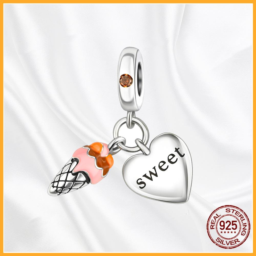 Authentic Fine Elegant Copper Dangle Charm Love Heart Sun and Moon Fits Genuine Bracelets Bead Pendants Jewellery