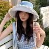 French Style Cowboy Fisherman Hat Big Brim Women's Sun Hat Elegant Lace Ribbon Hat  Travel