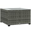 62 X 62cm Glass-Top Rattan Side Table - Light Grey