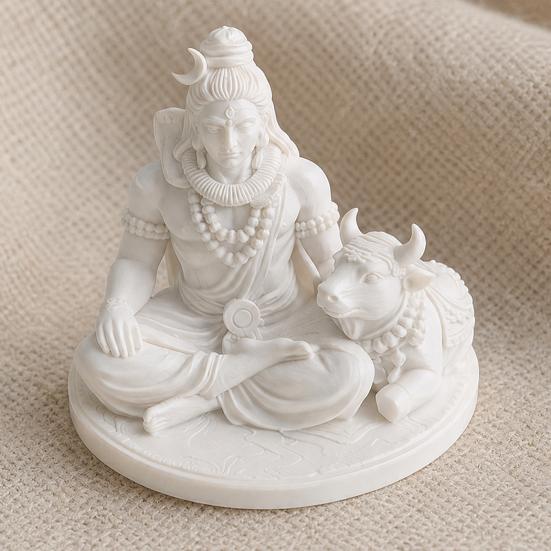 Statua Sacra di Shiva Stampata in 3D con Toro Nandi, Decorazione Miniatura da Scrivania per la Meditazione, Regalo Spirituale per Praticanti Yoga e Benedizione Altare di Casa