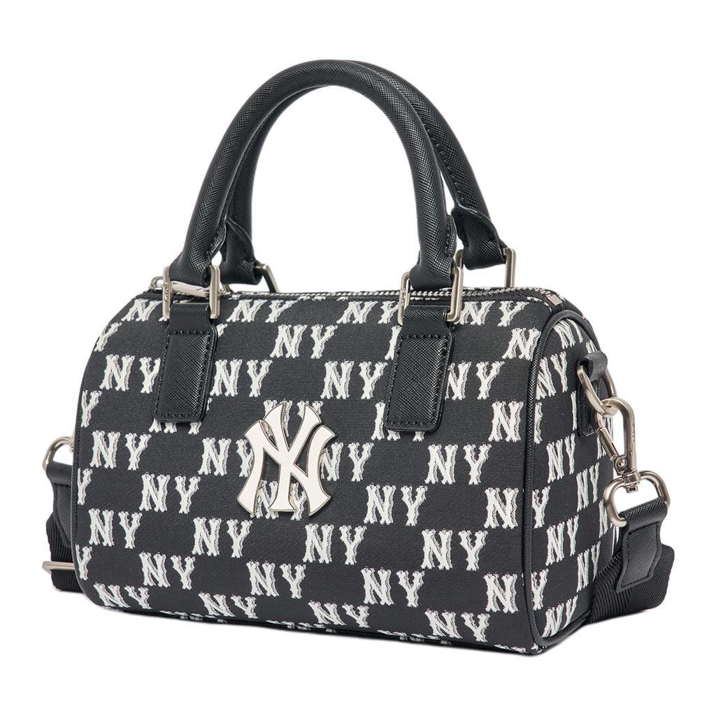 New MLB New York Yankees Polyester With Artificial Leather Crossbody One Shoulder Handbag Women's Panda Black White 3ABWS013N-50BKS