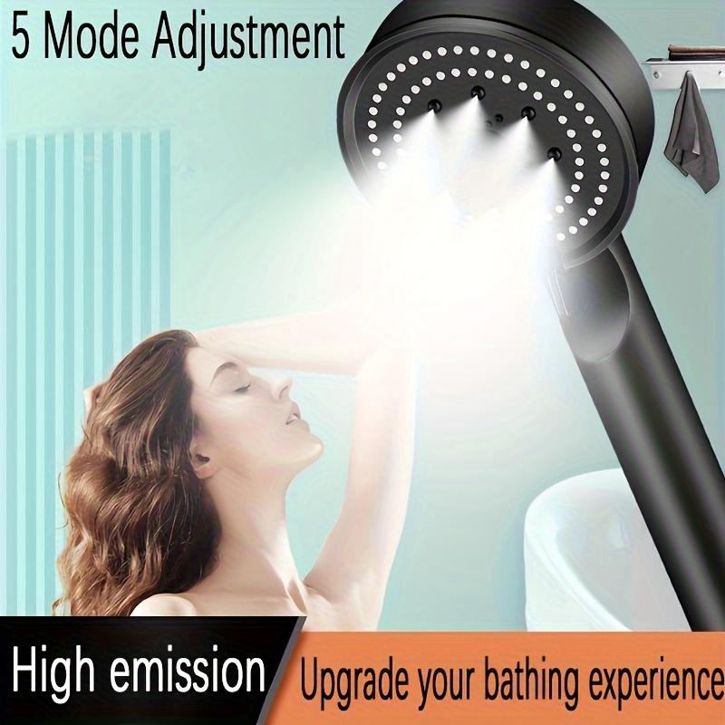 5Mode Multifunctional High-Pressure Water Saving Shower Head Handheld Unscented Strong Boost Head with Power Supply Bathroom Accessory Without Battery