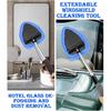 Windshield Cleaner Tool With Reusable Microfiber Pads - Car Window Glass Wiper Kit With Extendable Handle for Cleaning (1, Blue)