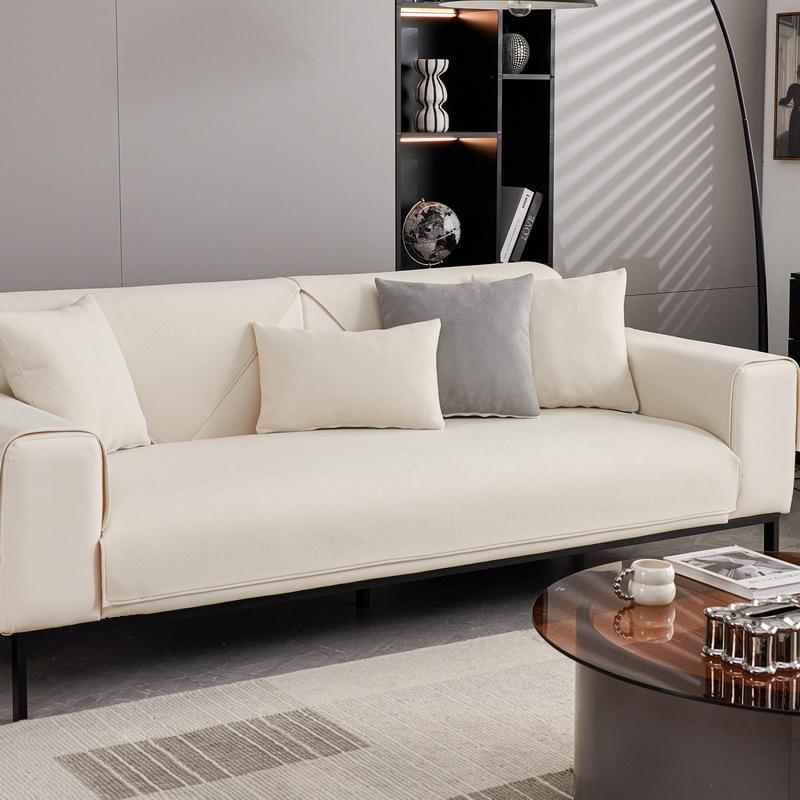 Light Luxury Style Sofa Cushion, Universal Anti-slip Seat Cushion and Back Cover for All Seasons, Simple Modern Gray Chenille Sofa Cover