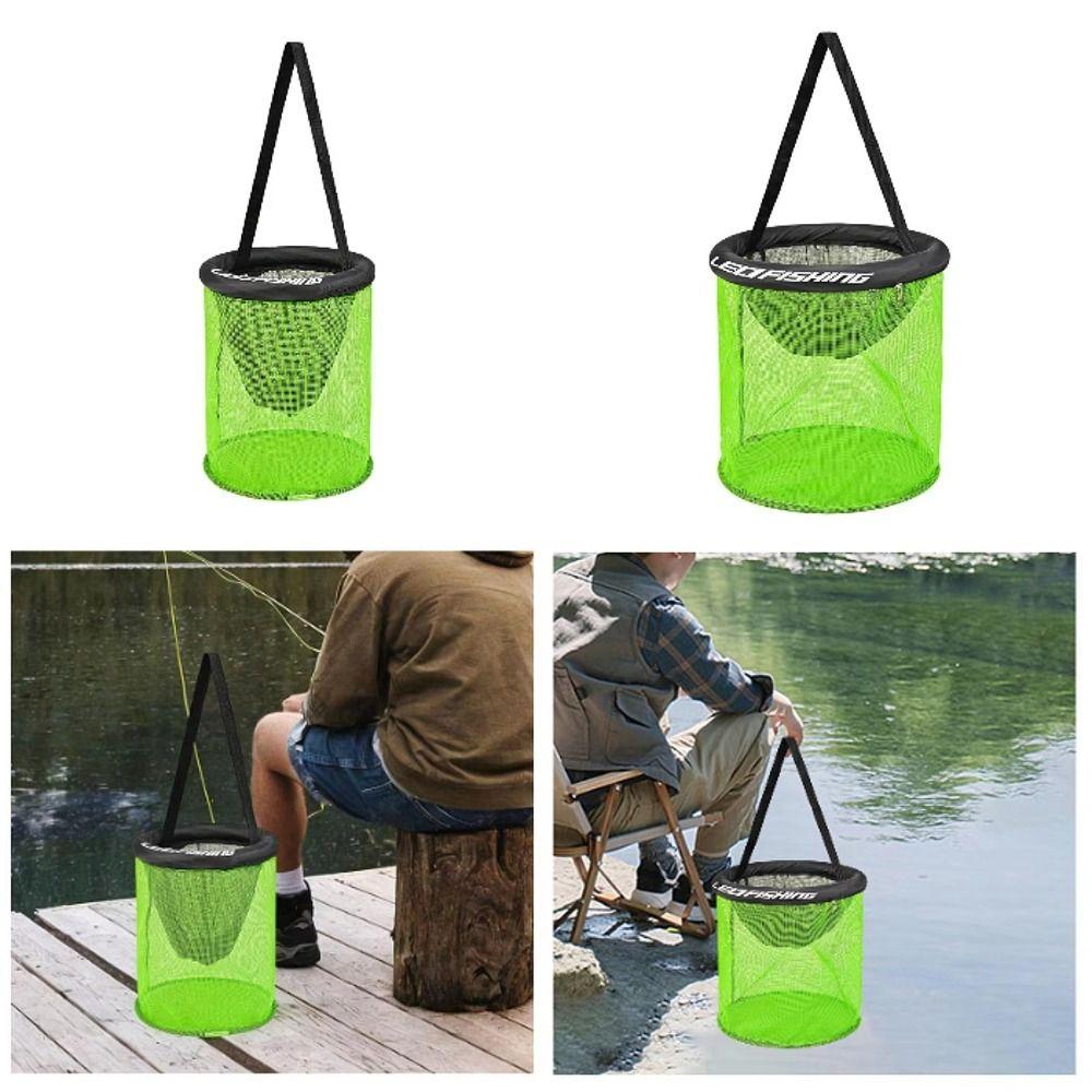 Durable Mesh Foldable Fishing Basket Bait Container Live Fish Net Shrimp Keeper