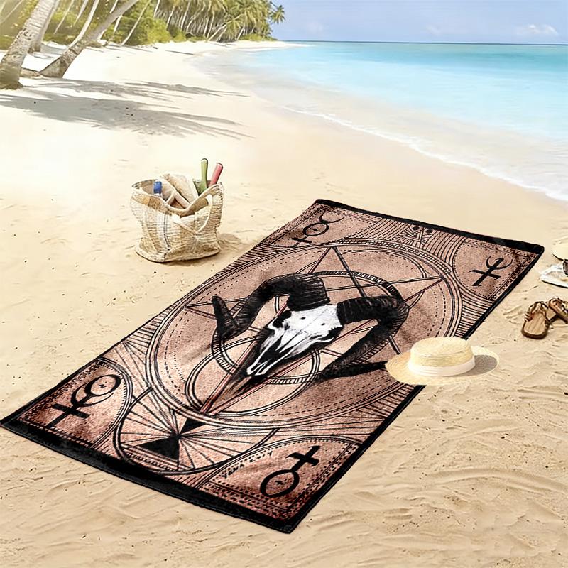 Totenkopf Satan Print Strandtuch, Großes Weiches Schnelltrocknendes Handtuch für Strand Camping Schwimmen