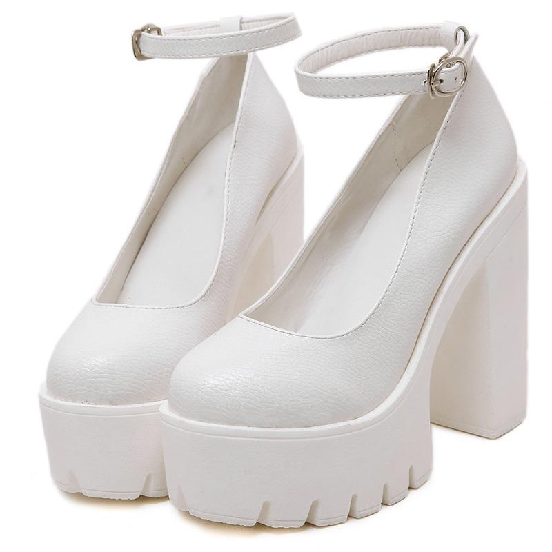 

Spring new super high heel women s shoes stage model single shoes thick heel work shoes catwalk shoes women 36 белый
