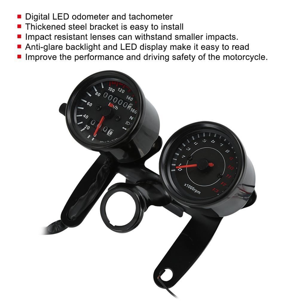 Universal Motorcycle Odometer Speedometer Retro Modified Instrument Accessory