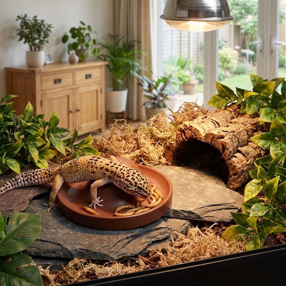 Plastic Reptile Feeder Bowl Round Wear Resistant Reptile Water Pot Wide Mouth Escape Proof Turtle Food Dish for Small Pets