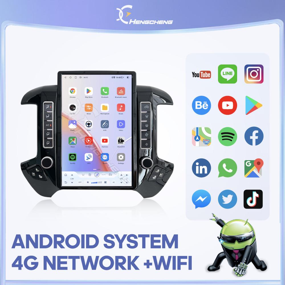 NEW 14.4inch Car MultimediaVideoPlayer For Chevrolet Silverado GMC Sierra 2013-2019 Android13 GPS Navigation Carplay 4G Wifi 360