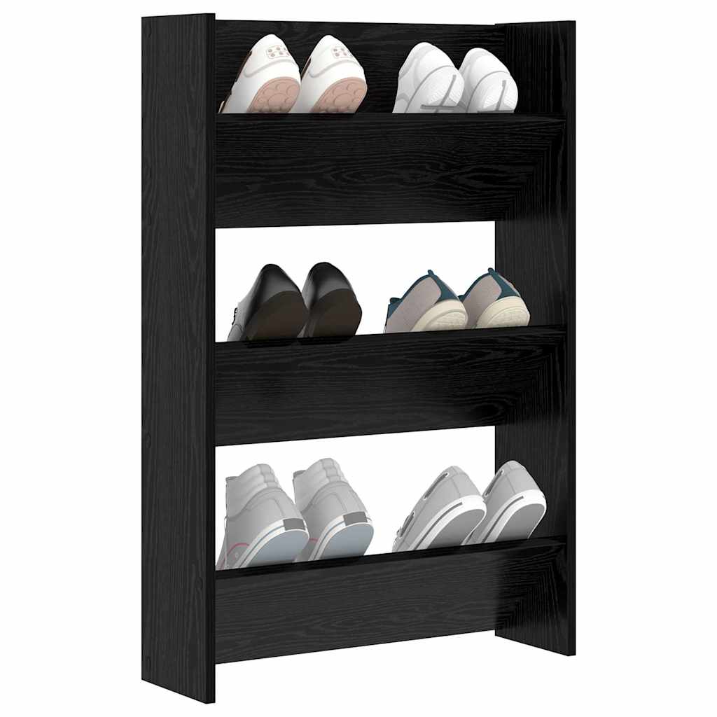 Shoe Cabinet Black Oak Effect 60 x 18 x 90 cm Engineered Wood