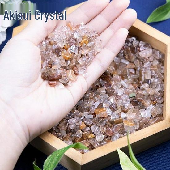 Natural Red Copper Rutilated Quartz Crystal Stone for Purification, Fish Tank Decoration, and Buddha Offerings.