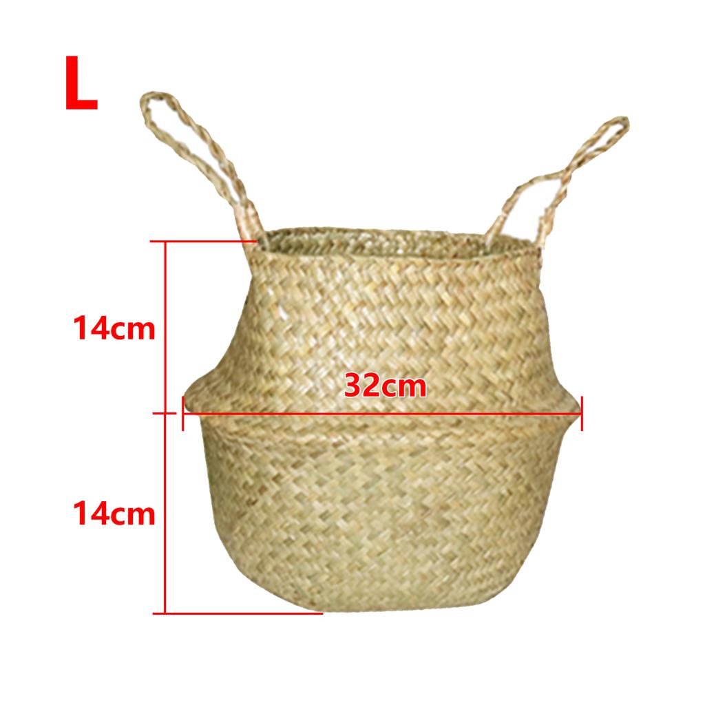 Seaweed Woven Flower Basket Woven Belly Basket Woven Basket Storage Basin Belly Basket Storage Flower Pot Basket