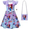 Hexe Jagd Mädchengruppe Kinder Cosplay Flatterärmel Milchseide Kleid mit Tasche