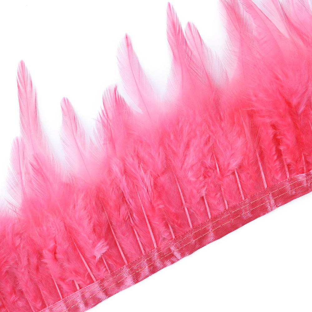 Feather5 10Meters Rooster Feather Trim 8-13CM Colored Chicken Feathers Ribbon  3-5" Saddle Pheasant Feathers Trim Fringe