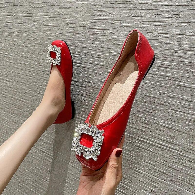 Fashion Ballet Flats Women Shoes Brand Ladies Single Shoes Black Red Soft Plus Size 42