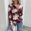 Hanorac cu glugă cu flori, toamnă iarnă, casual, cu guler înalt, cu imprimeu largi
