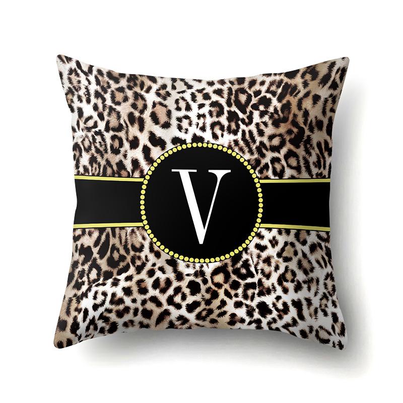 Polyester Pillow Case Decorative Leopard Print Home Furnishing 26 English Letter Printed Pillow Case