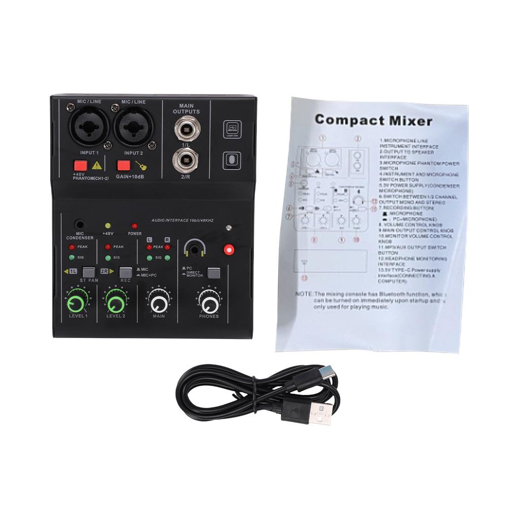 2 Channel Sound Mixer DJ Controller with Multiple Inputs   Power MP3   Output Independent Control Knobs Metal   for Recording Stage Perfor