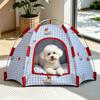 Tenda Portátil Dobrável para Animais de Estimação Casa Cartoon Estampa Xadrez Cama Caverna Portátil com Almofada para Cães Pequenos Gatos Uso Interno
