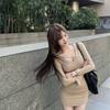 Fashion Pure Desire Sexy Hooded Long-sleeved Dress Women's Clothing Spring New Slim and Thin Stacked Hip-wrapped Short Skirt