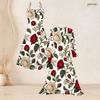 Women Plus Size Floral Print 2 Piece Set V Neck Strappy Flared Dress Long Sleeve Open Front Cardigan