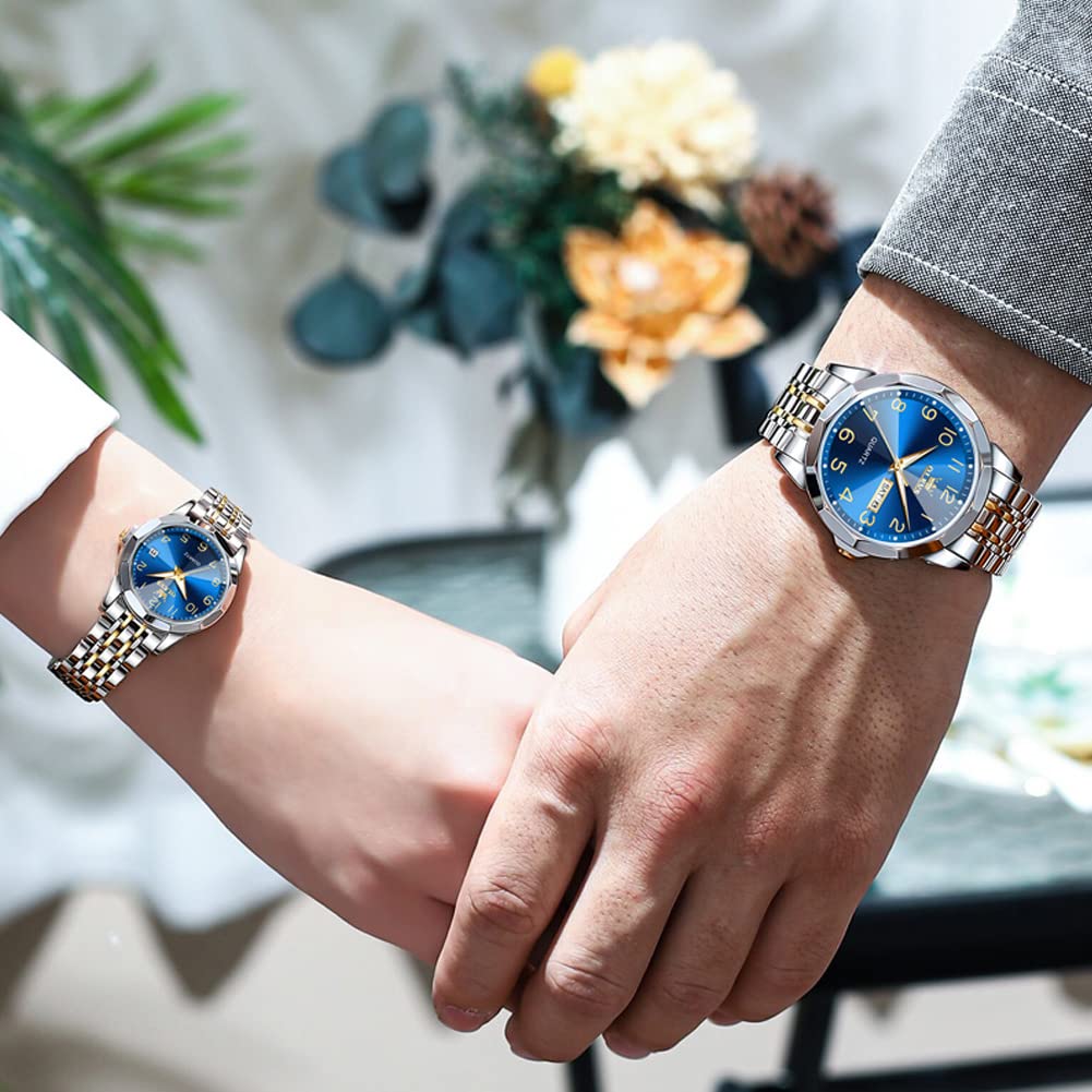 OLEVS Couple Popular Couple Stylish Quartz Stainless Date Luminous Analog White Perfect Gift Watches, Watches, Movement, Steel, Waterproof, Display,