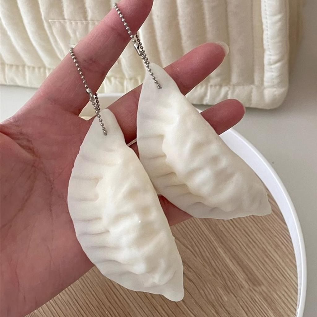 Realistic Dumpling Mini Squeeze Toy Stress Relief Keychain Pendant Portable Bag Pendant Charm Accessory Keyring Gift