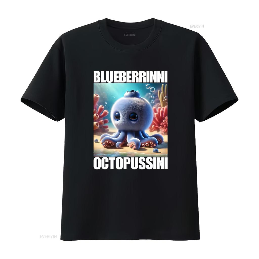 Blueberrinni Octopussini Italian Brainrot Meme T Shirt vintage Washed designer clothes Unisex Casual Versatile Slightly