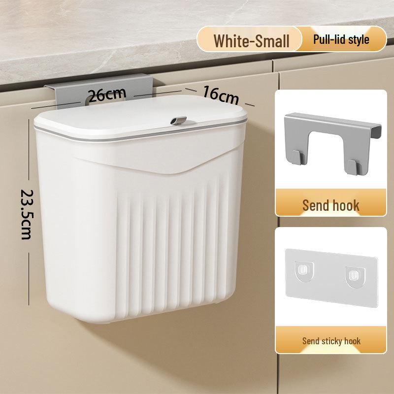 Wall-Mounted Flip-Top Kitchen & Bathroom Trash Can - Punch-Free Hanging Waste Basket