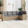 Vidaxl 5-Cz. Garden Furniture Set With Cushions, Beige, Poly Rattan