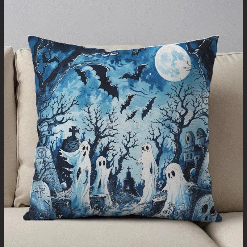 Halloween Party Decoration Pillowcase Ghost Pumpkin Castle Pillowcase Suitable for Home Living Room Sofa Room Decorations